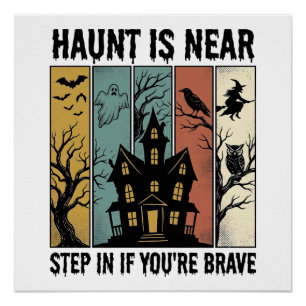 Pôster Casa Assombrada Halloween Gravura Vintage Design A