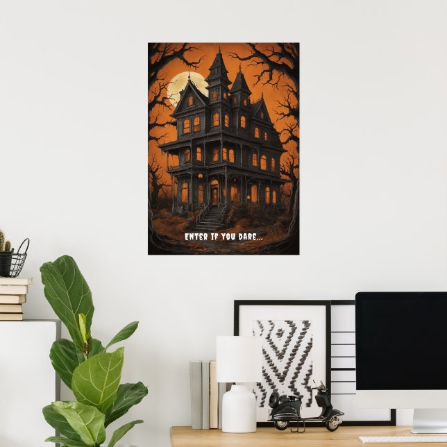 Poster Casa Assombrada no Halloween da Noite (Escritório em casa)