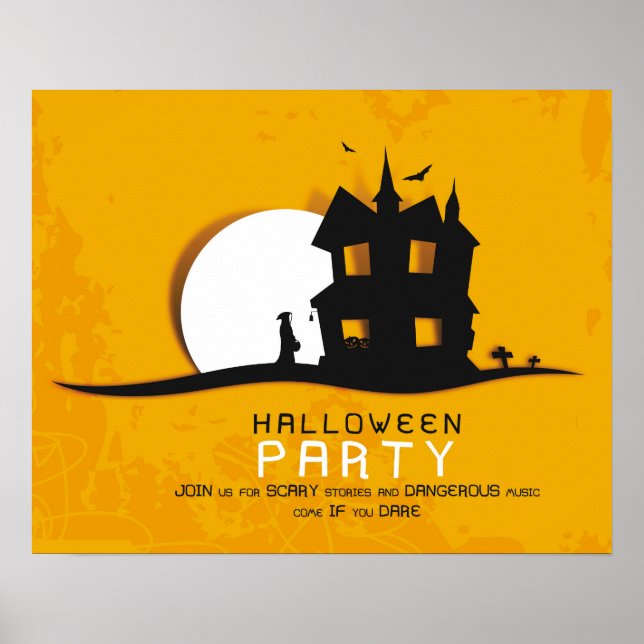 Poster Casa Assustadora e Convite para Festa de Halloween (Frente)