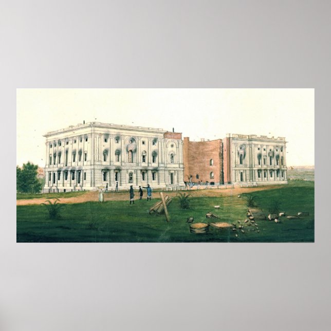 Pôster Casa Branca Após Ataque Britânico 1814 (Frente)
