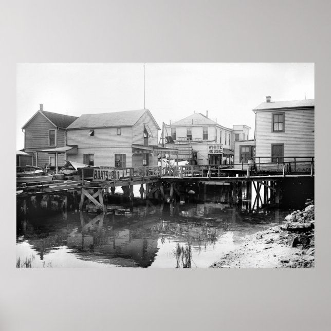 Pôster Casa Branca na Baía Jamaica, Nova Iorque, 1910 (Frente)