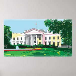 Pôster Casa Branca - Pintura digital Washington DC