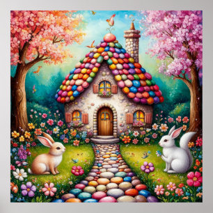 Poster Casa Caprichosa Com Coelhos