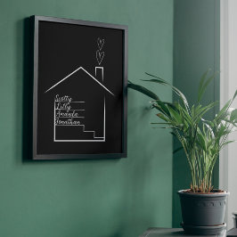 Poster Casa com Nomes de Família Personalizados