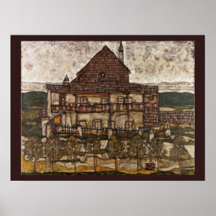 Pôster Casa com Telhado de Telhas por Egon Schiele