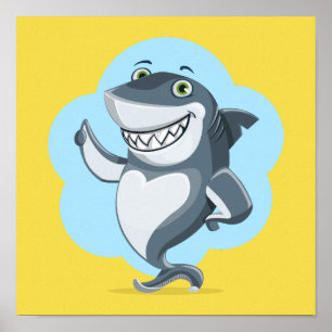 Poster Casa Da Natação De Peixes De Tubarão Personaliza O