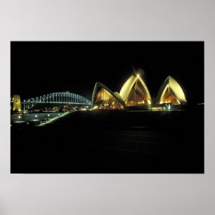 Pôster Casa da Ópera de Sydney à noite, Nova Gales do Sul