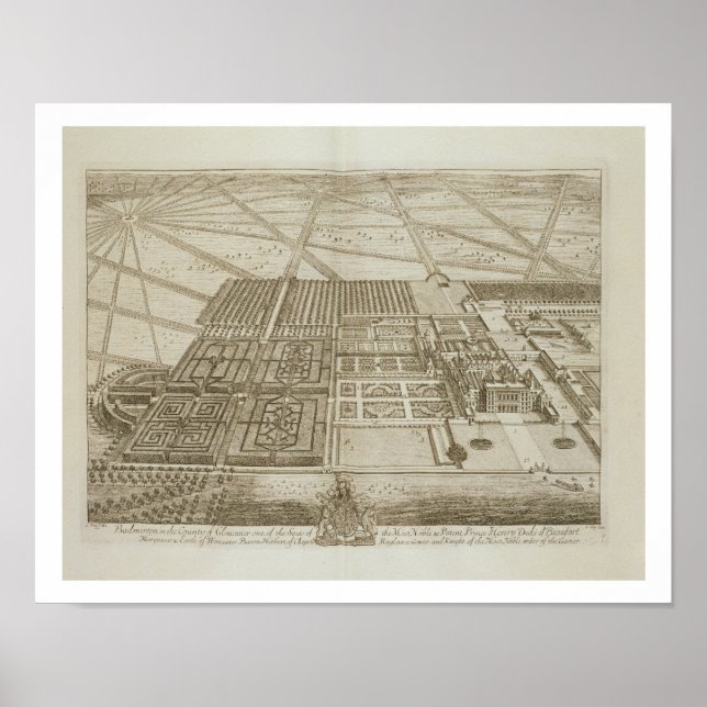 Pôster Casa de Badminton no Condado de Gloucester, grava (Frente)