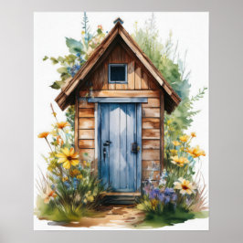 Poster Casa de Banheiro Aquarela 2