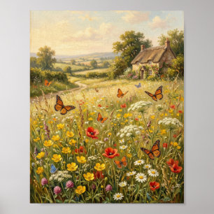 Poster Casa de Campo de Flores Silvestres Borboleta I