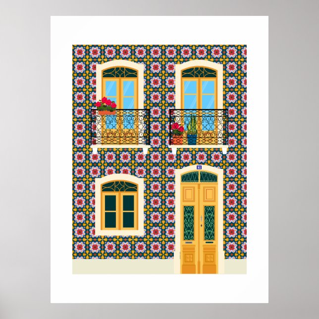 Poster Casa de Lisboa com azulejos (Frente)