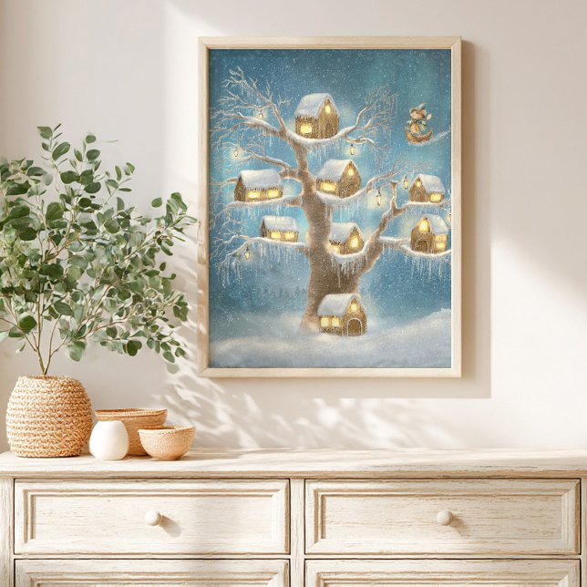 Poster Casa de madeira caprichosa Cartaz infantil de cont (Criador carregado)