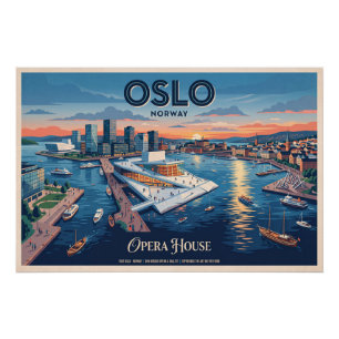 Pôster Casa de Ópera de Oslo Cartaz de Viagem Vintage - N