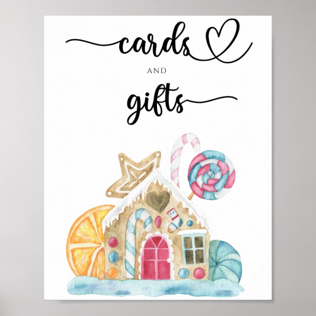 Poster Casa de pão-de-gengibre - cartões e chá de fraldas (Frente)