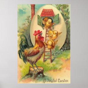 Poster Casa de Pássaros Ovo de Galinha Galo de Páscoa