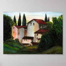 Poster Casa de Pueblo Dibujo Toscana itália Countryside S