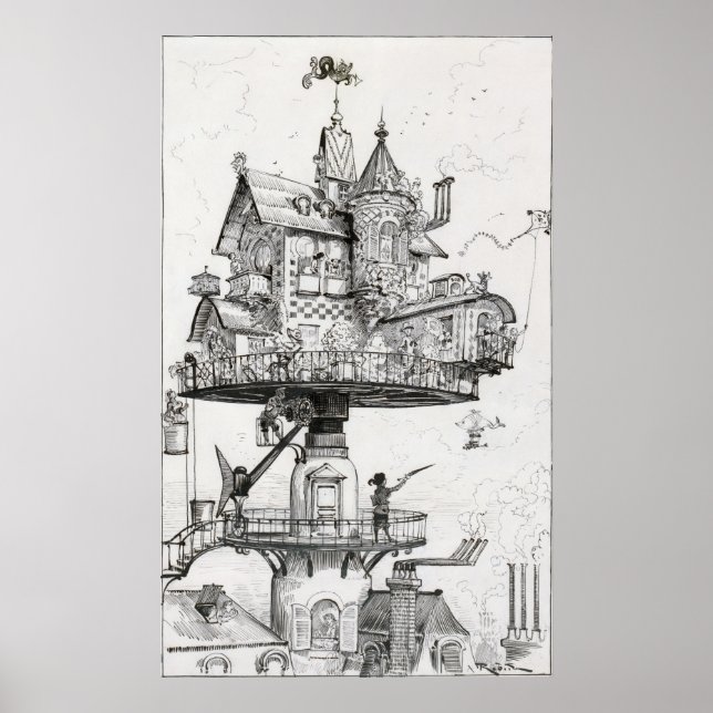 Pôster Casa de rotação aérea (Frente)