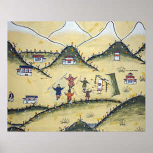 Poster Casa do Butão com quadros de arqueiros - Butão