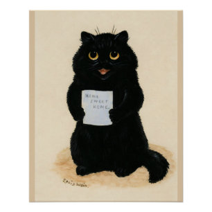 Pôster Casa Doce De Louis Wain. Gato Preto
