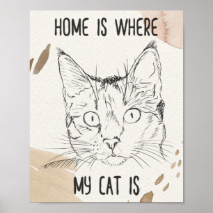 Poster Casa É Onde Meu Gato Está, Casa É Onde Gato Est