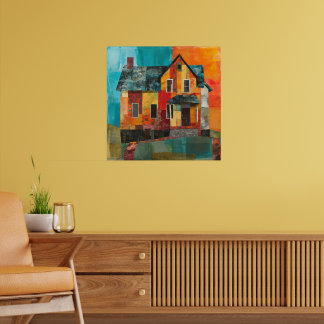 Poster Casa feita de uma colagem de peças e texturas