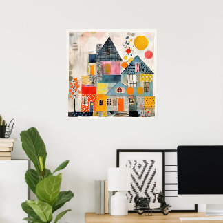 Poster Casa feita de uma colagem de peças e texturas