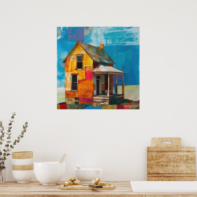 Poster Casa feita de uma colagem de peças e texturas (Cozinha)