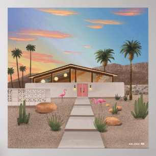 Poster Casa Flamingo Moderna do século médio