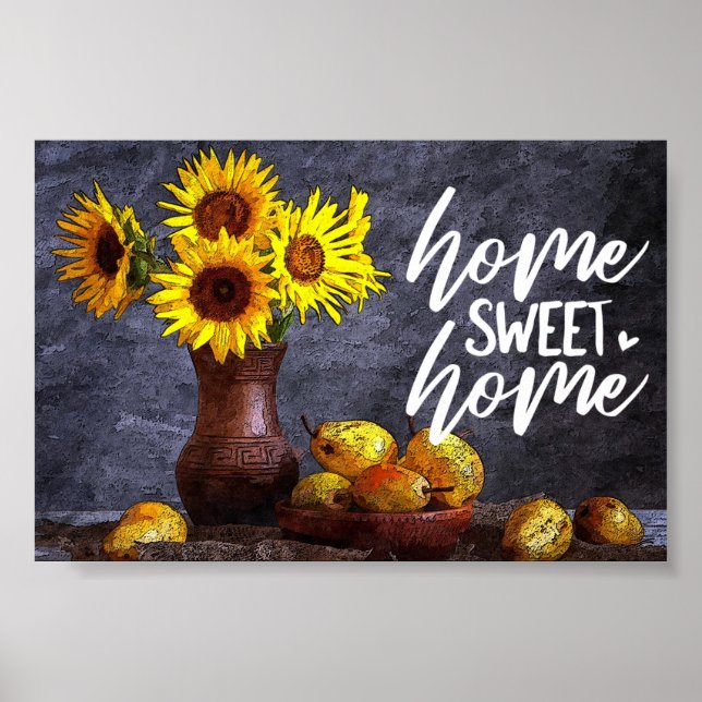 Poster Casa Floral Amarela Doce (Frente)
