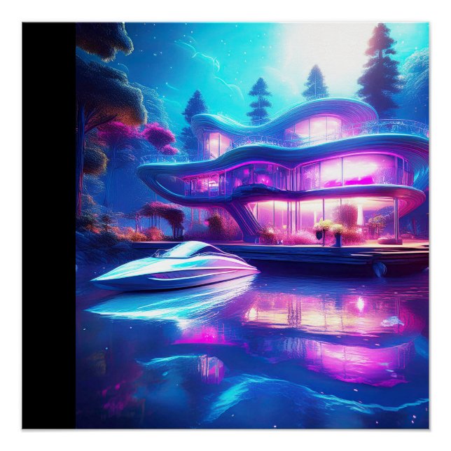 Pôster Casa Futurística No Lago (Frente)