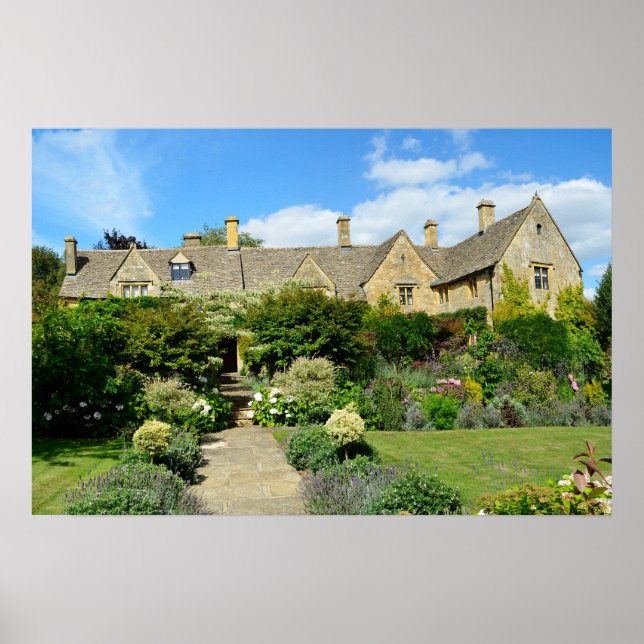 Poster Casa inglesa com jardim de flores (Frente)