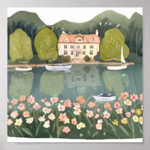 Poster Casa nas montanhas pelo lago