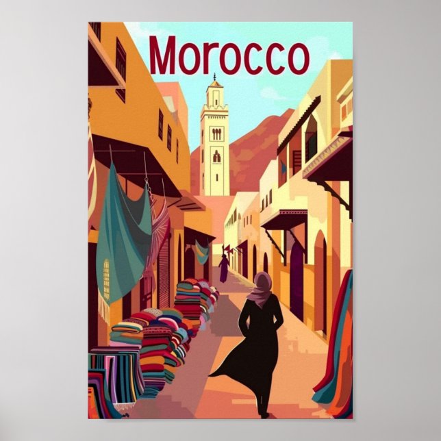 Poster Casablanca Marrocos Vintage - Viagem (Frente)