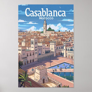 Poster Casablanca, Viagens vintage Marrocos