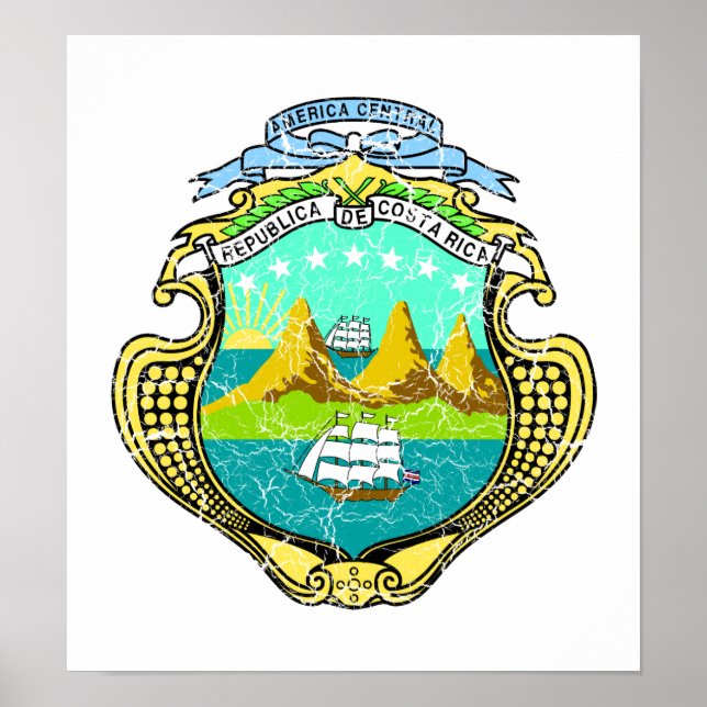 Poster Casaco De Armas Da Costa Rica (Frente)