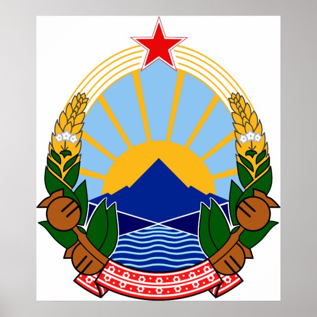 Poster Casaco de armas Símbolo Heráldico Oficial da Maced (Frente)