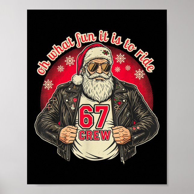 Poster Casaco de couro de Natal engraçado Biker Santa 67  (Frente)
