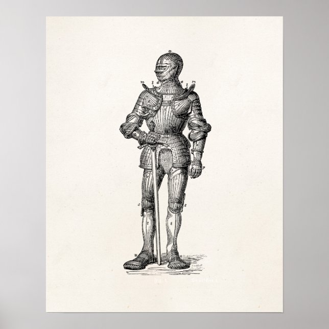 Pôster Casaco do Braço Cavaleiro Luminoso Espada Armada M (Frente)