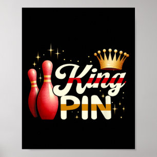 Poster Casais Bowler League Boliche King Pin Vestindo Cro