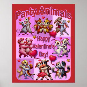 Poster Casais de dança de dia de os namorados "Animais de