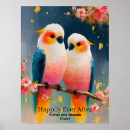Poster Casais de Papagaios Personalizados "Felicidade Ete