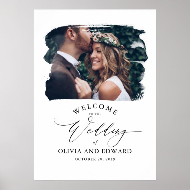 Poster Casais Foto: White Wedding Sign (Frente)
