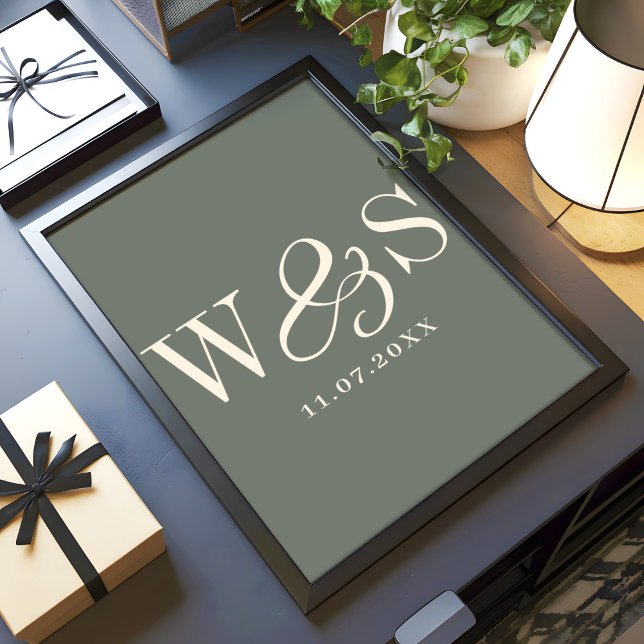 Poster Casais iniciais de casamento do Elegant Sage (Criador carregado)