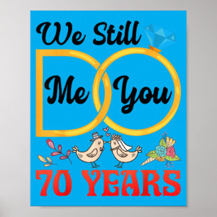 Poster Casal 70º Aniversário de Casamento Casados 70 Anos