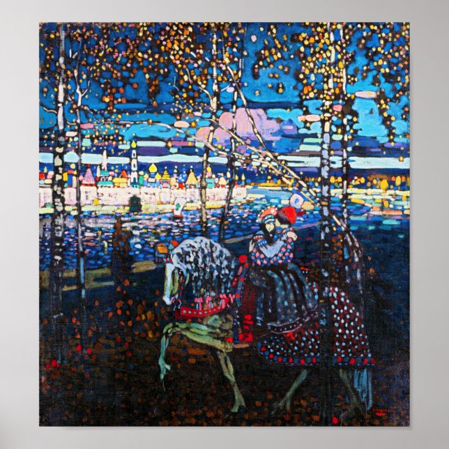 Poster Casal Andando um Cavalo Branco, Wassily Kandinsky (Frente)