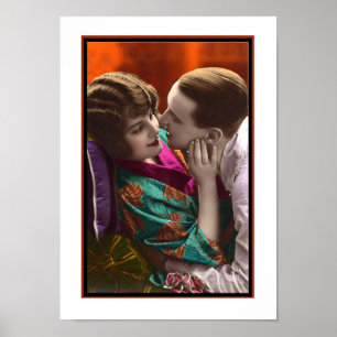 Poster casal apaixonado em um abraço