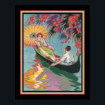 Poster Casal Art Deco em Canoagem<br><div class="desc">1920,  Colorida,  Art Deco,  Impressão de Casal em uma Canoa 11x14 mostrada aqui. Também disponível em três outros tamanhos,  incluindo 16x20.</div>