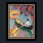 Poster Casal Art Deco em Canoagem<br><div class="desc">1920,  Colorida,  Art Deco,  Impressão de Casal em uma Canoa 11x14 mostrada aqui. Também disponível em três outros tamanhos,  incluindo 16x20.</div>