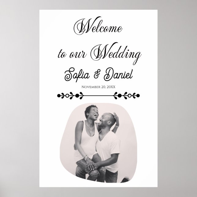 Poster Casal Artístico Chic de Casamento Negro e Branco d (Frente)