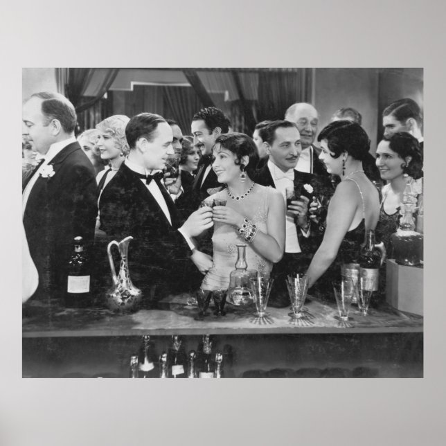 Poster Casal bebendo no bar lotado (Frente)